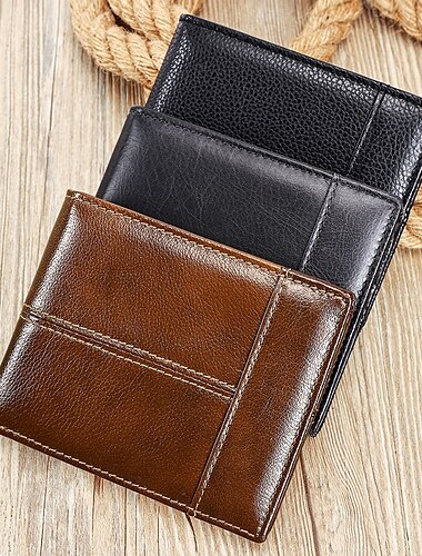  Homme Femme Portefeuille Porte-cartes de crédit Cuir de Vachette du quotidien Casual Quotidien Durable Blocage RFID Gris foncé Vin Noir