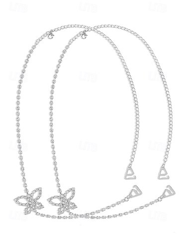  eleganter Schmetterlings-Strass-Schulterkettenschmuck für Damen – funkelndes Kristall-Körperketten-Accessoire, perfekt für Party- und Abendgarderobe