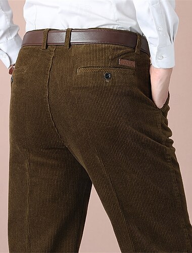  Herren Anzughosen Cordhose Hose Hosen Chinesisch Chino Knopf Tasche Gerade geschnitten Glatt Komfort Formal Party Arbeit Modisch Klassicher Stil Cachi scuro Hellkaki Mikro-elastisch