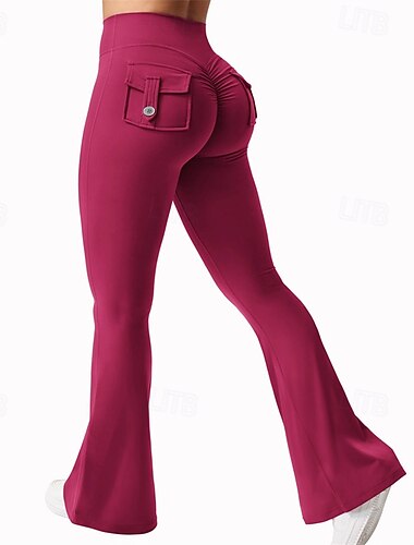  Damskie Spodnie do jogi Legginsy do jogi Ruched Butt Lifting Wyszczuplenie brzucha Podnoszenie pośladków Wysoka talia Joga Trening w siłowni Pilates Rajstopy Czarny Zieleń wojskowa Fuksja Jesień Zima