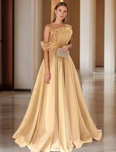  Φόρεμα Ball Gown Prom Κομψό Φόρεμα Γάμου Μαύρης Τραπέζης Court Train Χωρίς Μανίκια One Shoulder Organza Με Ραβδί 2025