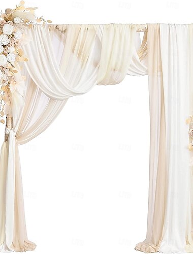  Blumenset für Hochzeitsbögen mit Drapierungsstoff (5er-Pack), 2 künstliche Blumenarrangements und 3 Vorhänge für Bogendekorationen, Lauben für Hochzeitszeremonien, Empfangshintergrund und Außendekor