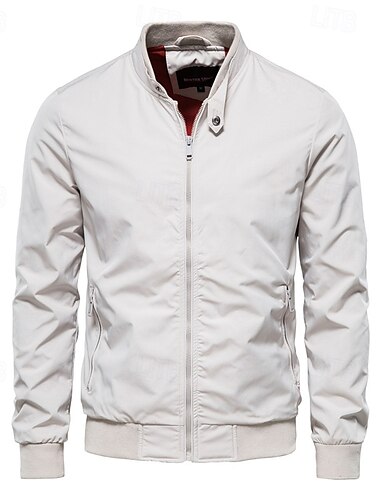  Herren Leichte Jacke Jacke Outdoor Lässig Winddicht Reißverschluss Frühling & Herbst Einfarbig Neutral Täglich Stehkragen Regulär Schwarz Weiß Marineblau Grün Jacken