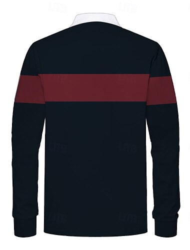  Miesten Raidoitettu Rugby poolopaidat Pitkähihainen Poolopaidat Kauluspaidat Business Casual ulko- Arkikäyttö Käytä töihin Napit 3D-tulostus Kevät Syksy Talvi Musteensininen