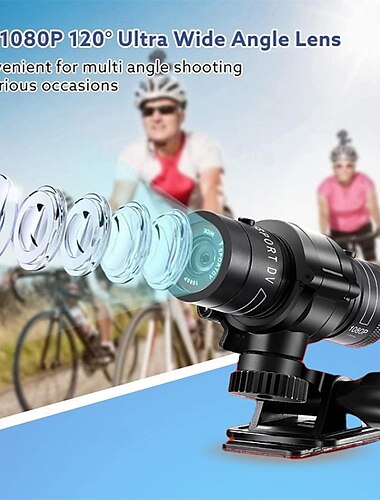  Cámara de acción deportiva DV Mini para casco de motocicleta y bicicleta - Cámara de audio portátil Full HD 1080p con micrófono