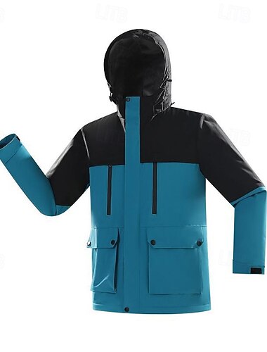  Herren Damen Wanderjacke Winter Draussen Farbblock Windundurchlässig Wasserdicht Windbreaker-Jacke Leichte Pufferjacke Reisen Dunkelgrau Schwarz Weiß Rot Blau
