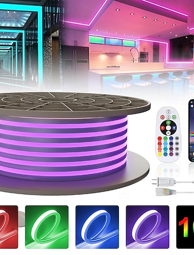  3M 5m 7m Ensemble de Luminaires 96 LED 5050 SMD 10 mm 1 24Keys Télécommande 1 jeu RGB Bandes lumineuses LED Soirée Extérieur Imperméable 220-240 V