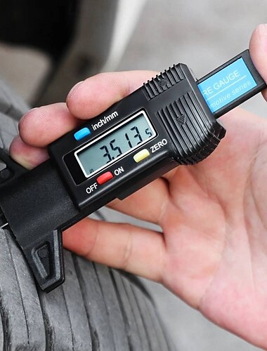  Bandenprofieldieptemeter 0-25,4 mm/1 inch Draagbare profieldieptemeter Bandendieptemeter met lcd-scherm voor auto's