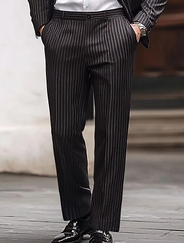  Per uomo Banda Geometrica pantaloni della tuta Vita normale Affari casual Formale Matrimonio Da giorno Cerniera Tasche Pantaloni a gamba dritta Estate Primavera Autunno Stampa 3D Nero