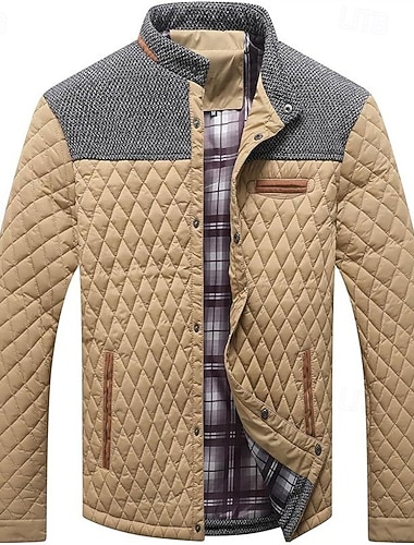  Per uomo Piumino Giacca sportiva Giornaliero Da mare Tenere al caldo Tasche Autunno inverno Color Block Di tendenza Classico Colletto alla coreana Standard Nero Vino Blu marino Marrone Cachi Giacca