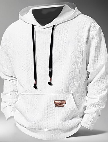  Miesten Pullover-huppari Musta Valkoinen Kahvi Hupullinen Tavallinen Työ Urheilu ja ulkoilu Kausaliteetti Katutyyli Perus Vapaa-aika 봄 & Syksy Läpi vuodenaikojen Vaatetus Hupparit paidat