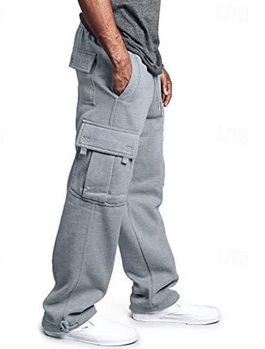  Voor heren Fleece broek Joggingbroeken Jogger Broek Cargo-joggingbroek Trekkoord Elastische taille Meerdere zakken Effen Kleur Winddicht Voor buiten Volledige lengte Casual Dagelijks Modieus