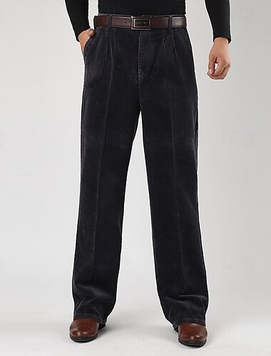  Herren Anzughose Cordhose Hose Gerader Schnitt Einfach Komfort Täglich Klassicher Stil Cachi scuro Schwarz Mikroelastisch