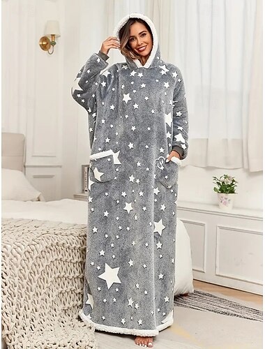  Adulto Estrellas Pijamas de una pieza Manta extragrande con capucha Manta usable con bolsillo Pijamas de una pieza Pijamas Kigurumi Estilo lindo por Hombre y mujer Carnaval Mascarada Dibujos animados