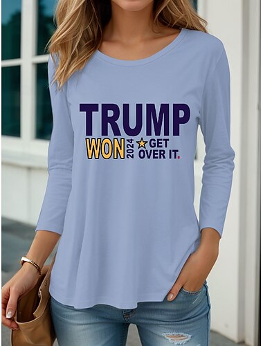  女性用 100% コットン Tシャツ グラフィック レター ストリート Tシャツ デイリーボードカジュアル 長袖 ホワイト 秋 冬