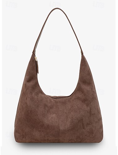  borsa a tracolla hobo minimalista in pelle scamosciata marrone da donna – elegante borsa casual per l'uso quotidiano, morbida e spaziosa borsa per il lavoro o lo shopping