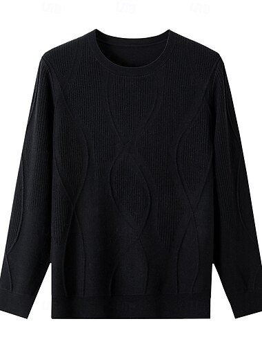  Herren Pullover Zopfmuster Stricken Paisley-Muster Rundhalsausschnitt Strickware Elegant Weihnachten Outdoor Bekleidung Herbst Winter Schwarz Weiß S M L