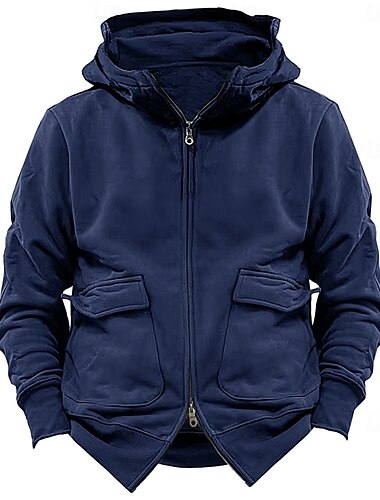  Pánské Kapuce Taktická mikina s kapucí Černá Námořnická modř Khaki Tmavě šedá Kapuce Bez vzoru Sporty a outdoor Sport Streetwear netisknutelný Designové Základní Na běžné nošení Zima Oblečení Mikiny