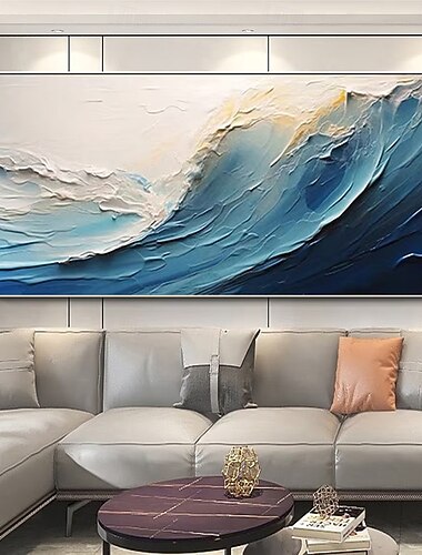  Mintura handgemaakte textuur zee golf olieverfschilderijen op canvas wanddecoratie moderne abstracte foto voor huisdecoratie opgerold frameloos ongespannen schilderij