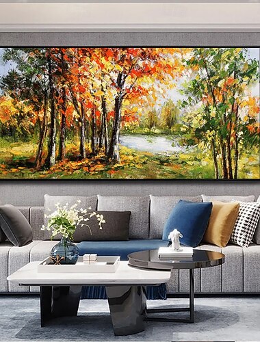  ruční olejomalba plátno umělecká dekorace na zeď moderní krásný javor lesní scenérie do obývacího pokoje domácí dekorace válcovaný bezrámový nenatažený obraz