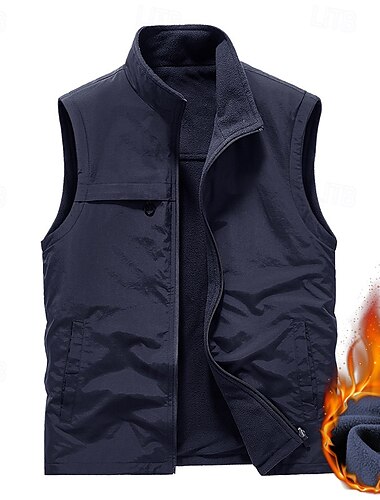  Herren Weste für Wanderer Wander-Fleeceweste Ärmellos Weste Außen warm Fleece-Futter Komfortabel Winter Mehrere Taschen Polyester Schwarz Armeegrün Khaki Jagd Angeln Klettern