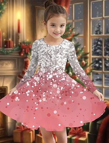  Mädchen' 3D Graphic Kleid Langarm Sommer Frühling Urlaub Täglich Festtage Prinzessin Schön Süß kinderkleidung 4-12 Jahre Casual kleid A Linie Kleid Knielang Regular Fit