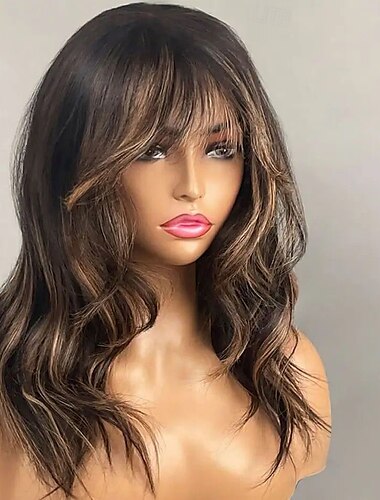  Peluca Cabello humano remy Cierre 4x13 Cabello Brasileño Ondulado Múltiples colores Con flequillo Mujer Densidad 130% 150% con pelo de bebe Pelo reflectante / balayage 100% Virgen Sin cola Larga A1