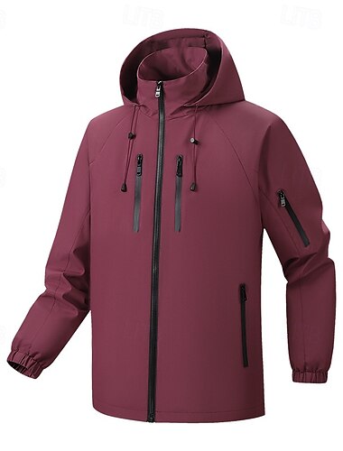  Herren Outdoorjacke Reißverschlusstasche Mehrere Taschen Frühling Herbst Winter Einfarbig Sport Neutral Mit Kapuze Schwarz Weiß Armeegrün Rosenrot Jacken