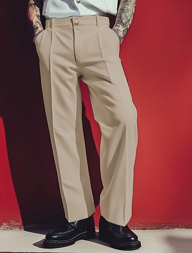  Herren Anzughosen Hose Hosen Anzughose Vordertasche Gerade geschnitten Glatt Komfort Hochzeit Geschäft Strand Modisch Schick & Modern Schwarz Weiß