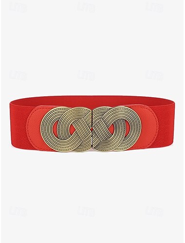  Breiter elastischer Taillengürtel für Damen mit Vintage-Metallschnalle – modischer Stretchgürtel für Kleider, Tuniken und Blusen – erhältlich in Schwarz, Rot und Braun