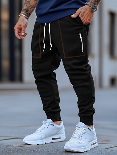  Herren Jogginghose Trainingshose Jogginghose Jogger Hose Hosen Tasche Glatt Weich Draussen In voller Länge Casual Täglich Wochenende Sport Modisch Schwarz Marineblau Mikro-elastisch
