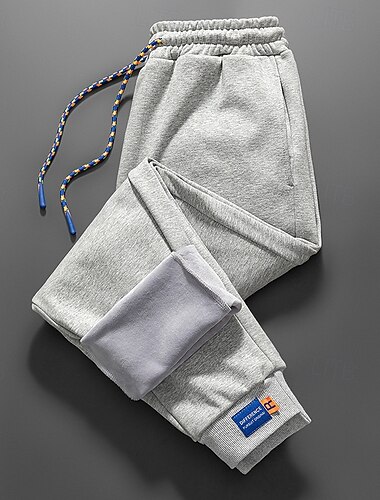  Herren Sherpa Fleecehosen Jogginghose Trainingshose Jogginghose Jogger Hose Hosen Tasche Kordelzug Elastische Taille Glatt Komfort Warm Sports Outdoor Täglich Modisch Brautkleider schlicht Schwarz