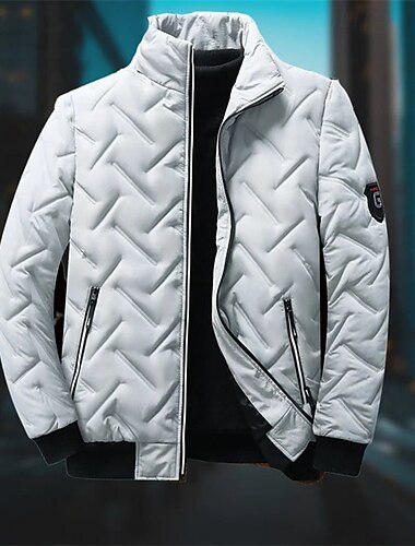  Herren Wintermantel Daunenjacke Steppjacke übergangsjacke Tasche Polyester Urlaub Alltagskleidung Date Regulär Mode Lässig Bequem Thermowarm Herbst Winter Einfarbig Schwarz Grün Grau Pufferjacke