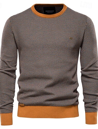  Herren Pullover Strickware Gerippt Stricken Normale Oberteile Farbblock Rundhalsausschnitt Strickware Neutral Outdoor Bekleidung Frühling & Herbst Schwarz Rote S M L