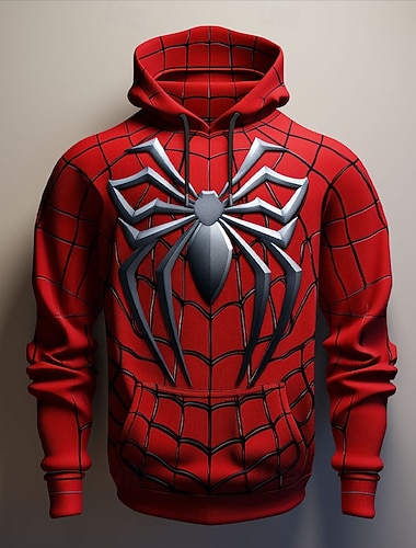  Herren Spinne Kapuzenshirts Pullover Mode Cool Täglich Langarm Rundhalsausschnitt Party Ferien Streetwear Rote Kordelzug Herbst Winter Designer S M L XL XXL XXXL