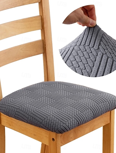  Fundas elásticas para asientos de sillas de comedor de jacquard, fundas elásticas extraíbles y lavables, perfectas para proteger los cojines tapizados de las sillas de comedor, agregan comodidad y