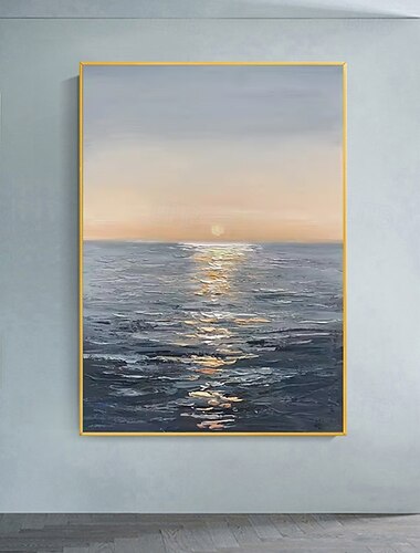  handgjorda oljemålningar canvas väggkonst dekoration modern abstrakt hav soluppgång landskap för heminredning rullad ramlös osträckt målning