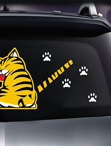 cartoon kat bewegende staart poten sticker raam reflecterende folie auto sticker achterruitwisser grappige buiten styling voorruit auto voertuig decoratie