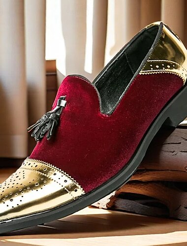  mocassins en velours et or pour hommes | chaussures habillées à pampilles de luxe avec détails brogue pour événements formels