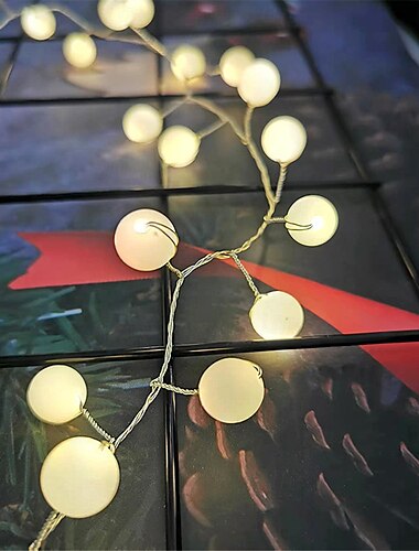  3 m 100 LED batteriebetriebene Lichterkette, wasserdichte Lichterkette mit Kugeln für den Außenbereich, Girlande für Weihnachtsbaum, Garten, Weihnachtsdekoration