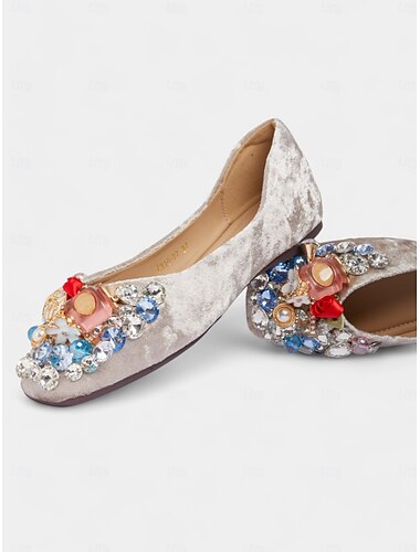  Ballerinas aus Samt für Damen mit Strassverzierungen und floralen Akzenten – elegante und funkelnde Schuhe für Hochzeiten und besondere Anlässe