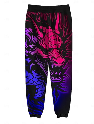  Herren Drache Fleece-Jogginghose Elastischer Kordelzug in der Taille Modisch Brautkleider schlicht Outdoor Heim Party-Abendgarderobe Tasche Thermik Winter 3D-Druck Purpur