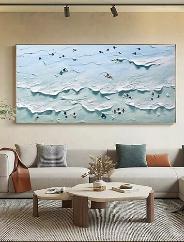  3D wave painting handmade Blue Ocean Oil Painting Contemporary Indigo Painting on Canvas Large Art Ocean Sea Painting Home Decor Painting 3D wave oil painting beach paintings seascape oil paintings