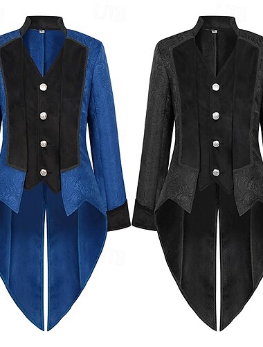  Punk e gótico Medieval Renascentista Casaco Jaqueta Tailcoat Príncipe Nobre Homens Steampunk Dia Das Bruxas Baile de Máscaras Festa / Eventos Mascarilha Adulto Casaco