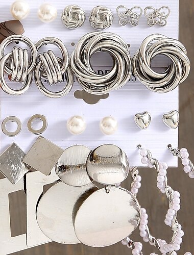  Ensemble de 12 paires de boucles d'oreilles créoles et clous | bijoux de mode élégants pour femmes à porter au quotidien et en soirée