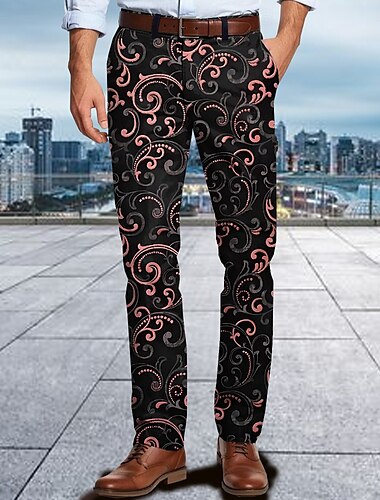  Herren Graphic Anzughosen Mittlere Taillenlinie Brautkleider schlicht Outdoor Alltagskleidung Urlaub Zip Tasche Sommer Frühling Herbst 3D-Druck Gelb Rote Blau