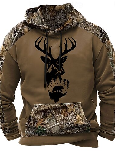  Herren Hoodie Sweatshirt Kapuze Braun 2# Braun 3# Braun Mit Kapuze Tarnfarben camuflaje 3D-Druck Cool Herbst Winter Bekleidung Kapuzenpullover Sweatshirts