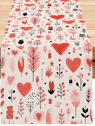  Camino de mesa para el día de San Valentín, decoración romántica de mesa floral con un elegante diseño de rosas, perfecto para agregar un toque de amor y elegancia a la configuración de la cena del
