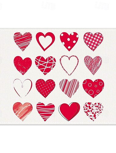  Tischsets zum Valentinstag, 4er-Set, romantische und dekorative Tischsets mit Herz- oder Rosenmuster, langlebig und hitzebeständig, perfekt, um Ihrer Esstischdekoration einen Hauch von Liebe zu