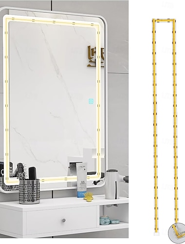  Kit de iluminación LED COB para espejo de tocador, tira de luz ajustable de 1 a 4 m/3,2 a 13 pies y 420 LED/m, regulador de intensidad &Fuente de alimentación COB para iluminación de espejos,